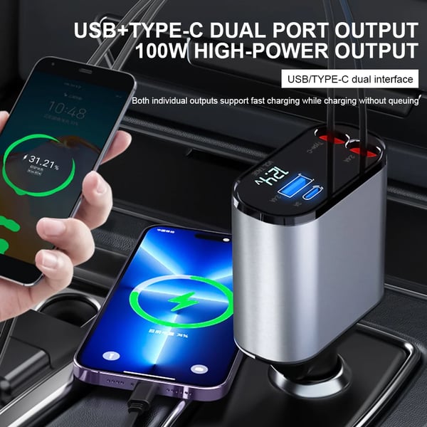 BowLift | Fast charging retractable car charger (compatible with all cars and all phones)