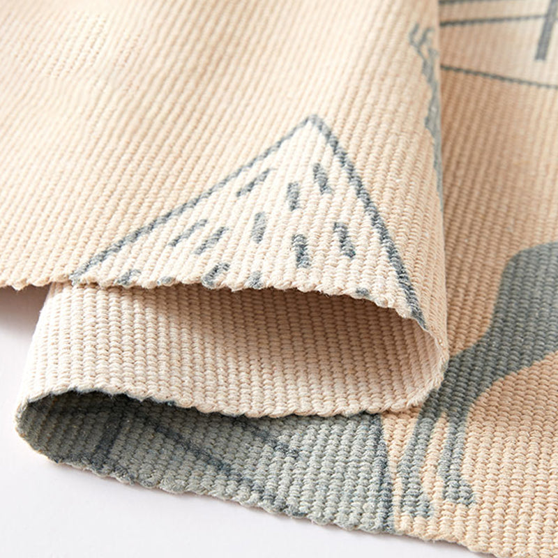 BowLift | Unique Kids Rug in Ivory Animal Deer Tree Pattern Rug Cotton and Linen Washable Fringe Carpet for Children's Room