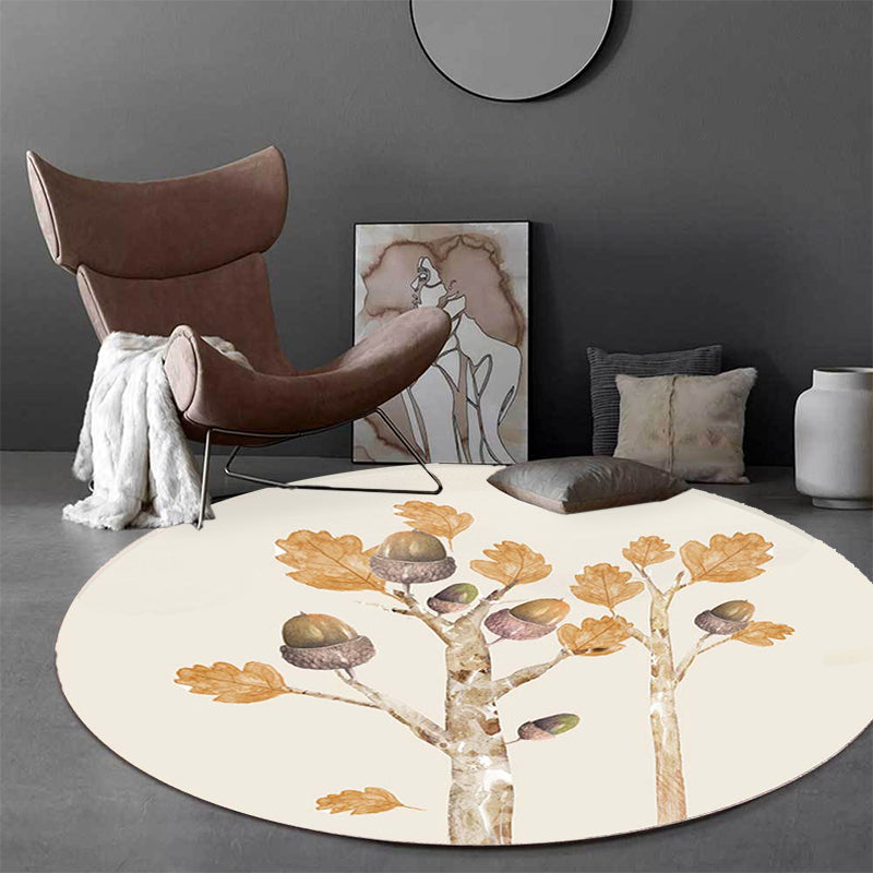 BowLift | Casual Kids Rug in Ivory Botanical Tree Pattern Rug Polyester Pet-Friendly Rug for the Children's Room