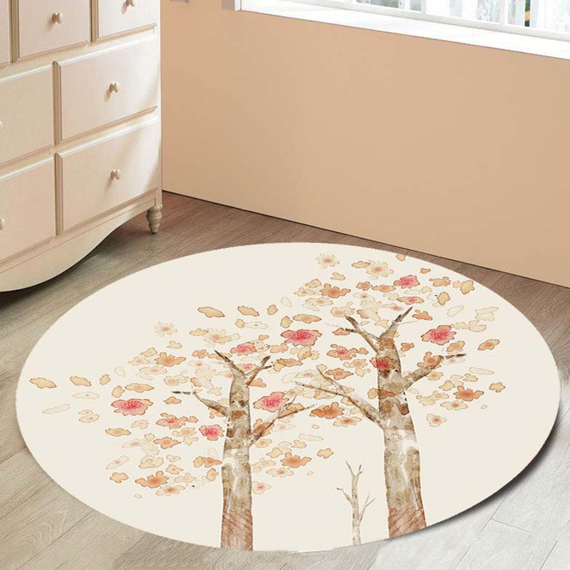 BowLift | Casual Kids Rug in Ivory Botanical Tree Pattern Rug Polyester Pet-Friendly Rug for the Children's Room