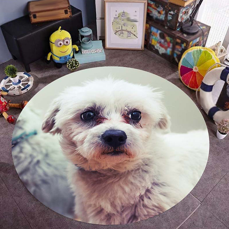 BowLift | Pink and Red Kids Room Carpet Animal Dog Pattern Area Rug Polyester Non-Slip Back Rug