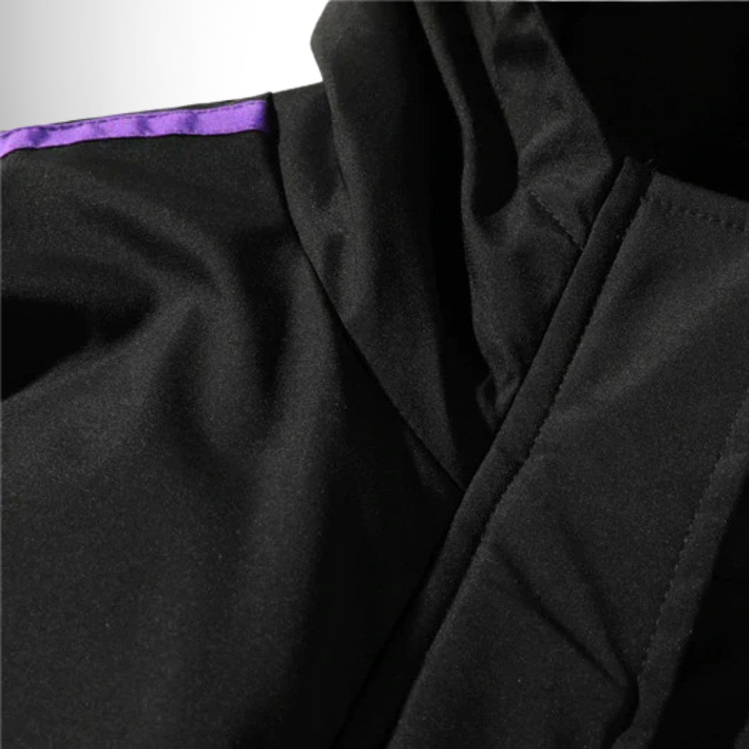 Puffer Jacket with Chevron Pattern and Storm Hood