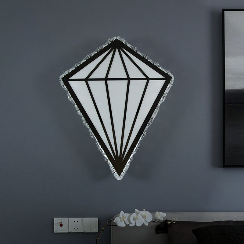 BowLift | White LED Diamond Wall Light Simplicity Acrylic Wall Lamp with Crystal Decor in Warm/White Light