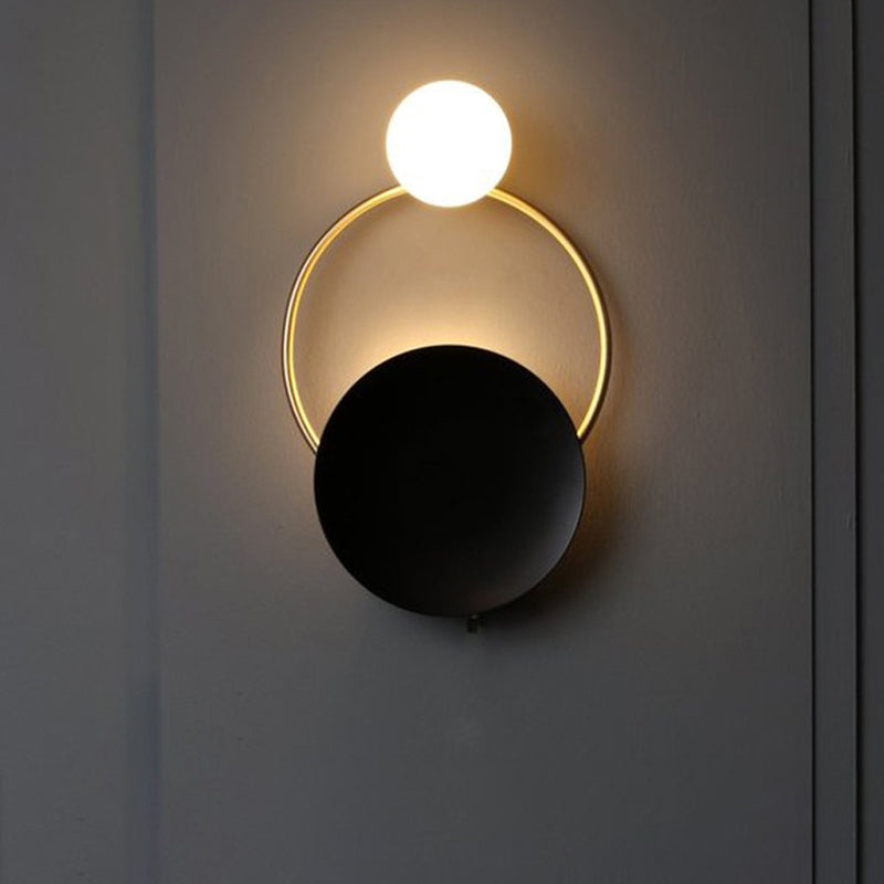 BowLift | Black rounded wall light fixture Modernism LED metal wall-mounted lighting in white/yellow light