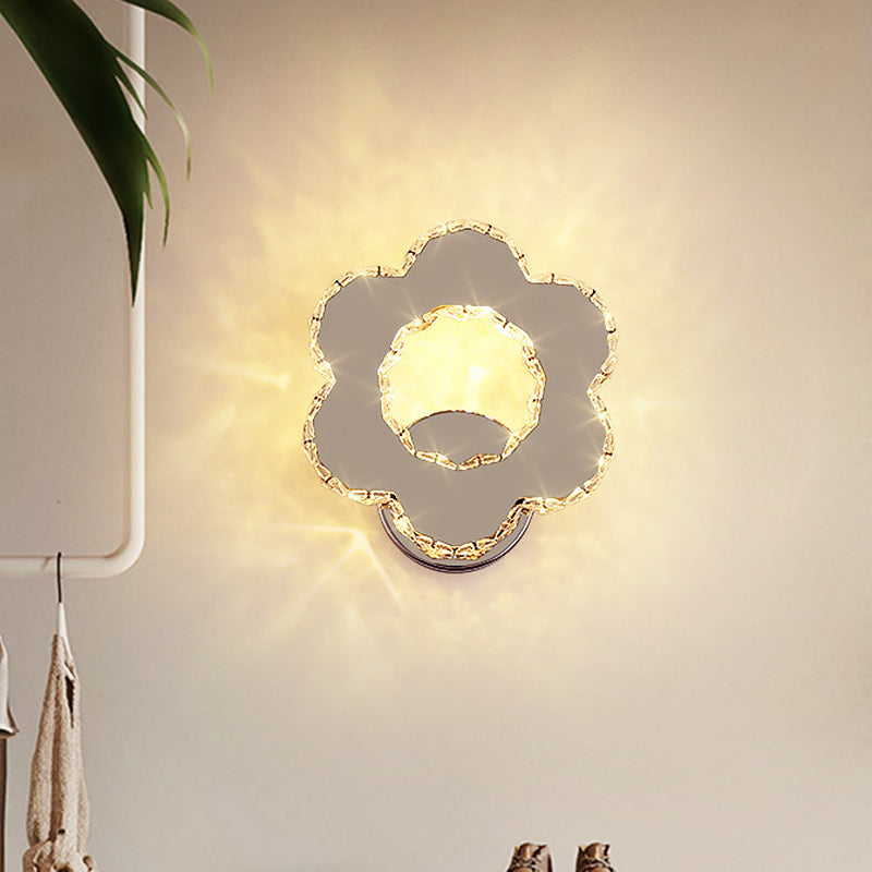 BowLift | Hand-cut Crystal Flower/Star Wall Light Modernism LED Wall-mounted Lighting in Chrome, Warm/White Light