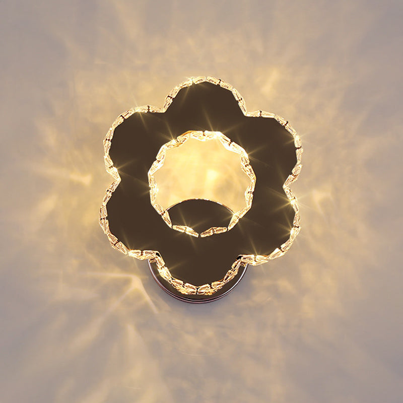BowLift | Hand-cut Crystal Flower/Star Wall Light Modernism LED Wall-mounted Lighting in Chrome, Warm/White Light