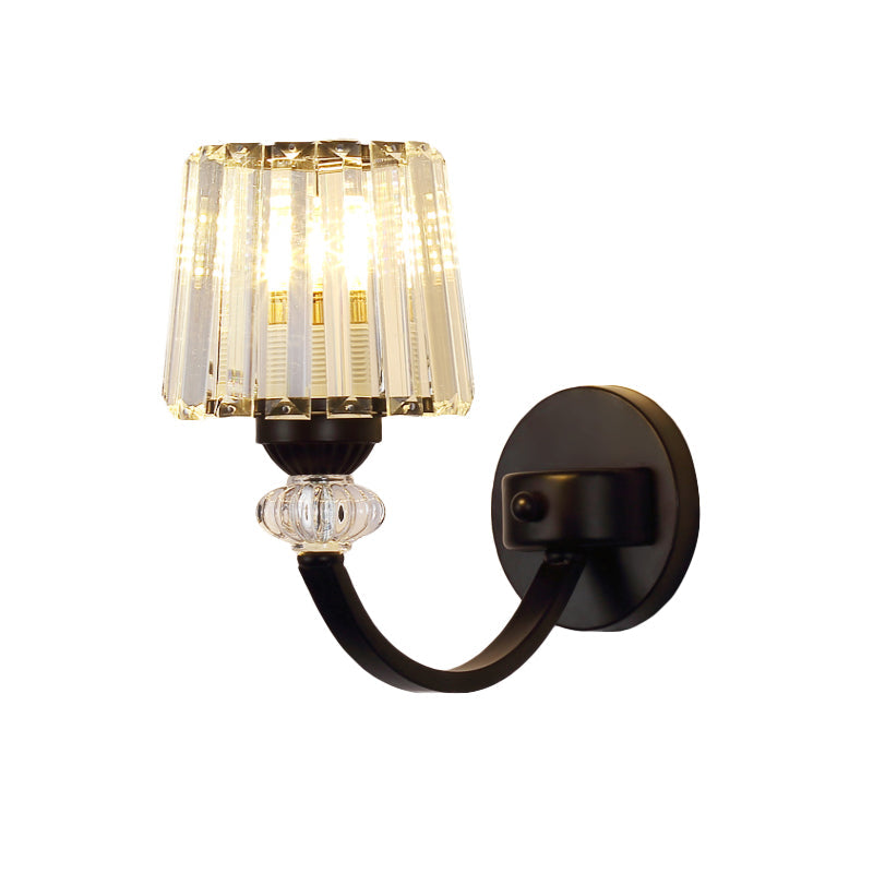 BowLift | Clear Crystal Frame Wall Light Modernist 1/2-Light Wall Mounted Lighting with Curved Arm in Black/Gold