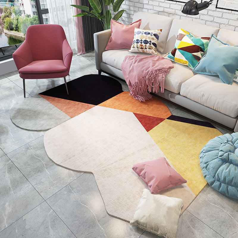 BowLift | Green and Blue Irregular Area Rug Bedroom Novelty Color Block Pattern Area Rug Polyester Stain Resistant Carpet