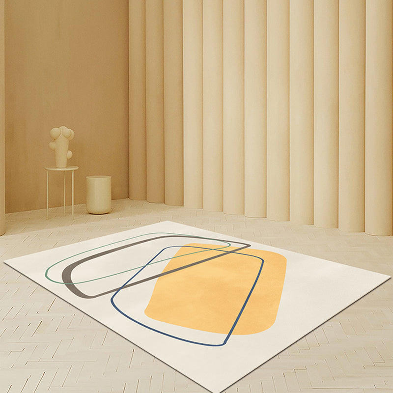 BowLift | Beige Abstract Carpet Polyester Modern Carpet Nonslip Background Pet-Friendly Area Rug for Living Room