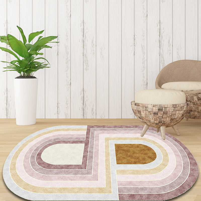 BowLift | Pink Bedroom Carpet Novelty Color Block Pattern Area Rug Polyester Machine Washable Carpet
