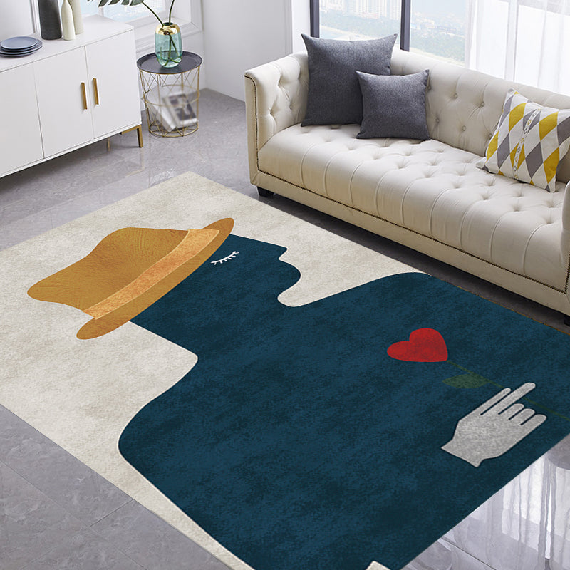 BowLift | Contemporary Figure Pattern Carpet Multicolor Polyester Carpet Washable Pet Friendly Area Rug for Bedroom