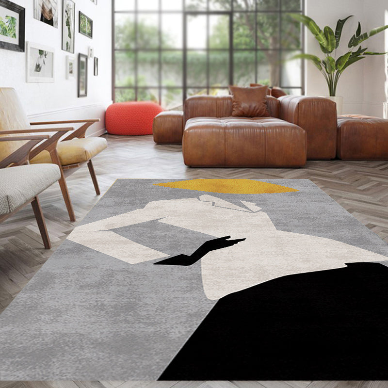 BowLift | Contemporary Figure Pattern Carpet Multicolor Polyester Carpet Washable Pet Friendly Area Rug for Bedroom