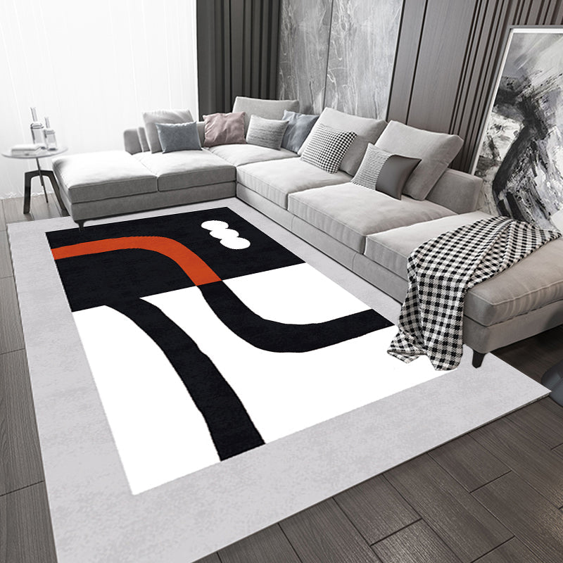 BowLift | Stylish Minimalist Carpet Black and White Abstract Rug Pet-friendly Non-slip Backing Carpet for Living Room