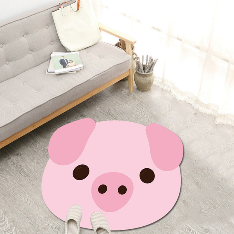 BowLift | Unique Cartoon Animal Pattern Rug Green and Pink Children's Rug Polyester Pet Friendly Washable Non-Slip Back Rug for the Children's Room