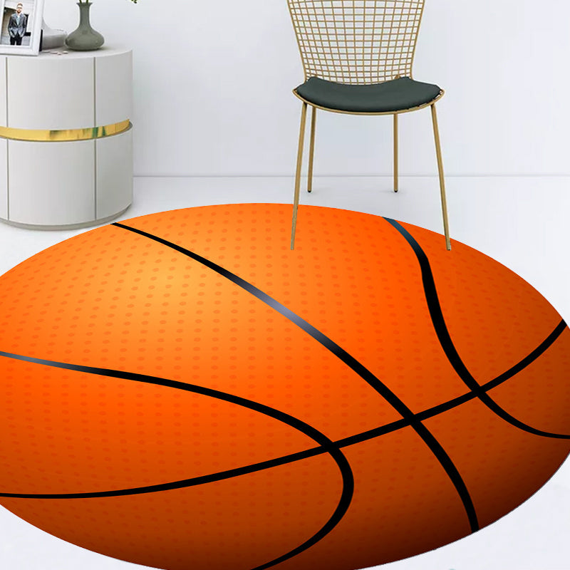 BowLift | Stylish Sport Pattern Carpet Orange Multicolor Children's Carpet Polyester Pet Friendly Washable Area Rug for Children's Room