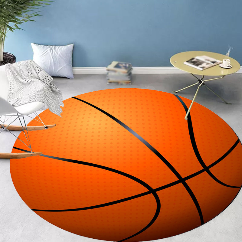 BowLift | Stylish Sport Pattern Carpet Orange Multicolor Children's Carpet Polyester Pet Friendly Washable Area Rug for Children's Room