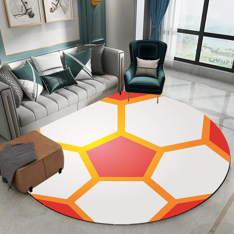 BowLift | Stylish Sport Pattern Carpet Orange Multicolor Children's Carpet Polyester Pet Friendly Washable Area Rug for Children's Room