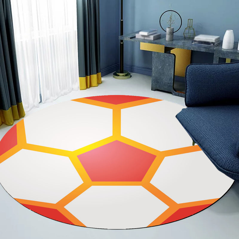 BowLift | Stylish Sport Pattern Carpet Orange Multicolor Children's Carpet Polyester Pet Friendly Washable Area Rug for Children's Room