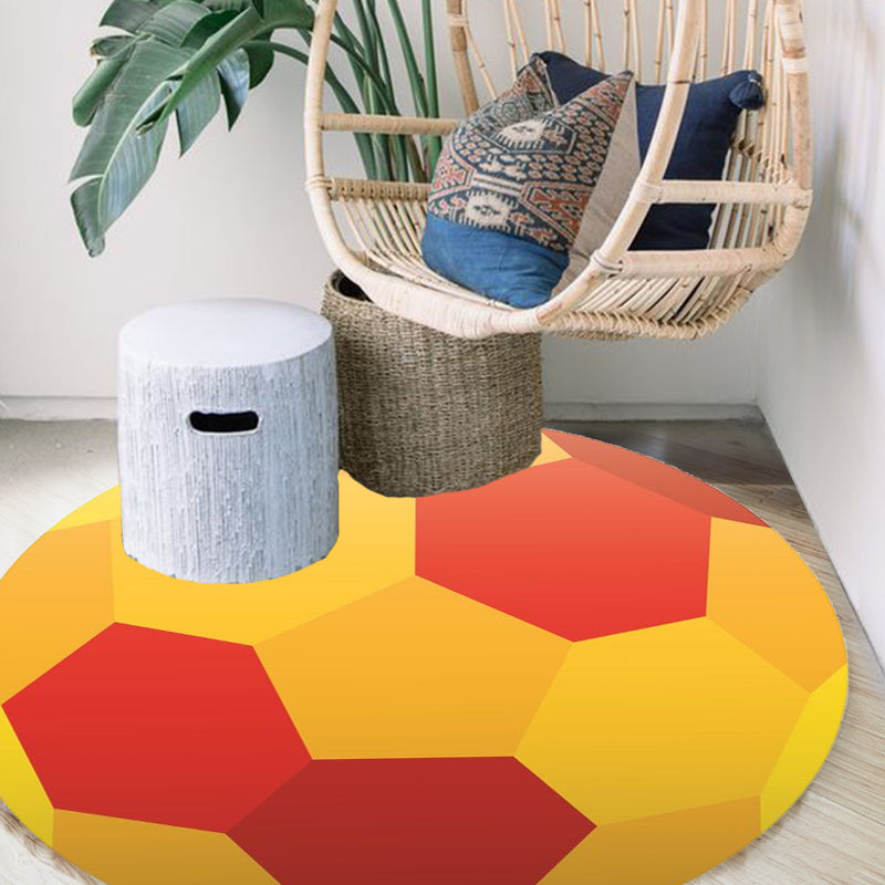 BowLift | Stylish Sport Pattern Carpet Orange Multicolor Children's Carpet Polyester Pet Friendly Washable Area Rug for Children's Room