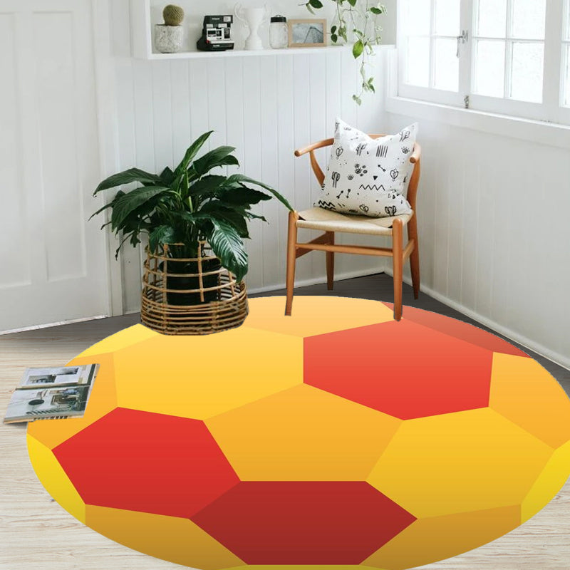 BowLift | Stylish Sport Pattern Carpet Orange Multicolor Children's Carpet Polyester Pet Friendly Washable Area Rug for Children's Room