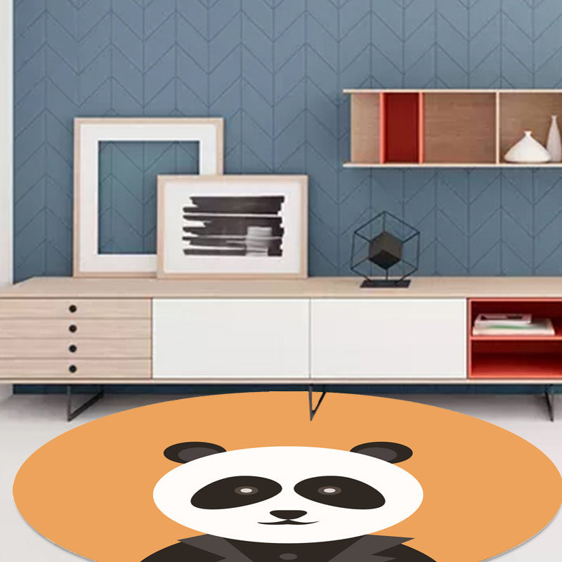 BowLift | Unusual cartoon animal pattern rug ginger and orange and children's rug polyester washable pet friendly non-slip rug for the children's room