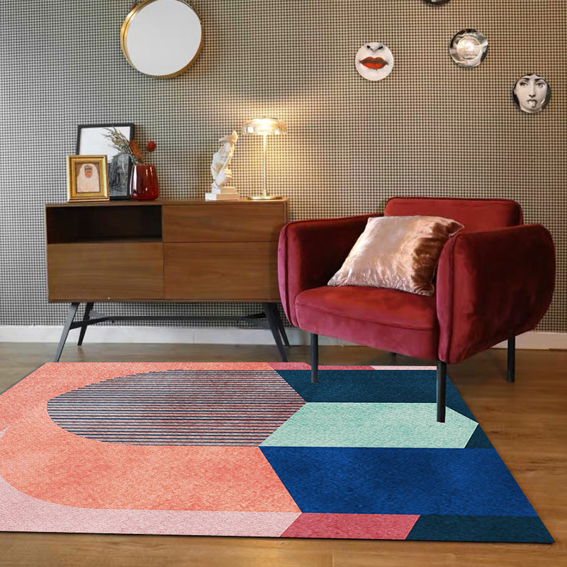 BowLift | Stylish colorblock striped rug red Casual rug polyester pet-friendly washable rug for the living room