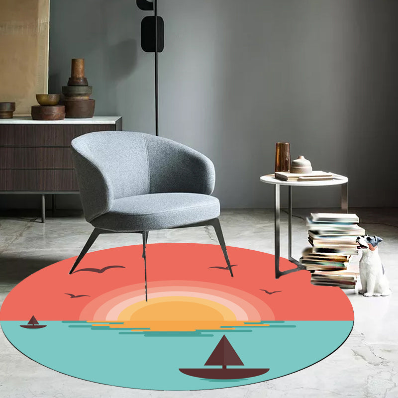 BowLift | Stylish House Pattern Rug Pink and Green Children's Area Rug Polyester Pet-Friendly Washable Non-Slip Backing Area Rug for Nursery