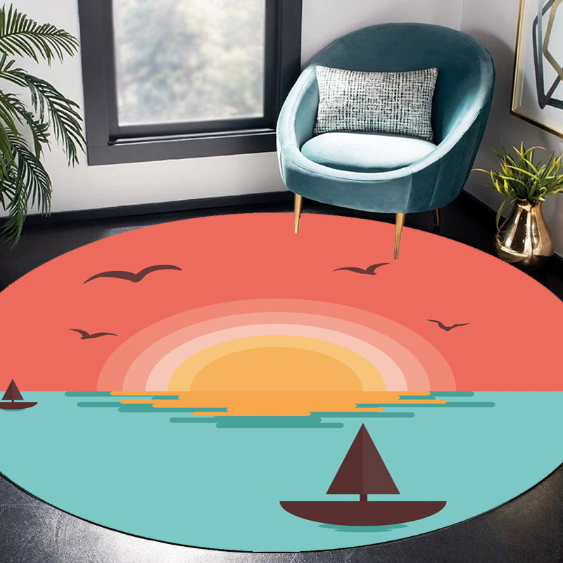 BowLift | Stylish House Pattern Rug Pink and Green Children's Area Rug Polyester Pet-Friendly Washable Non-Slip Backing Area Rug for Nursery