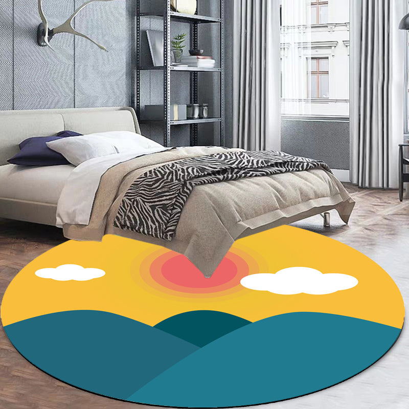 BowLift | Stylish House Pattern Rug Pink and Green Children's Area Rug Polyester Pet-Friendly Washable Non-Slip Backing Area Rug for Nursery
