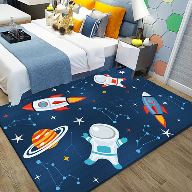 BowLift | Unusual Space Pattern Rug Multicolored Kids Rug Polyester Pet-Friendly Washable Rug for the Kids Room