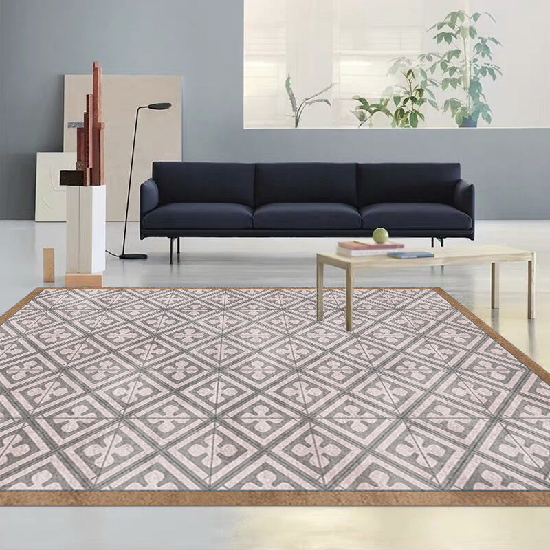 BowLift | Retro Tribal geometric pattern rug Brown and Blue rug Polyester washable pet-friendly non-slip rug for living room