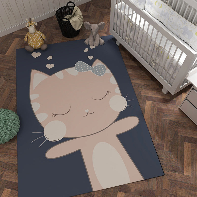 BowLift | Unique cartoon animal pattern rug with star black and pink children's rug polyester washable pet-friendly non-slip rug for children's room