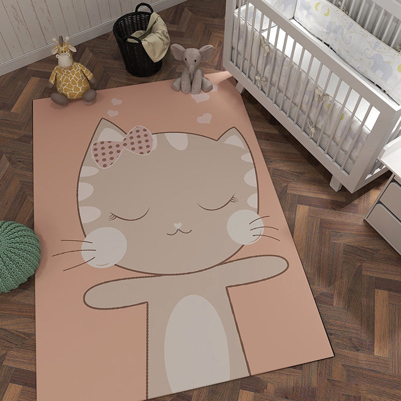 BowLift | Unique cartoon animal pattern rug with star black and pink children's rug polyester washable pet-friendly non-slip rug for children's room