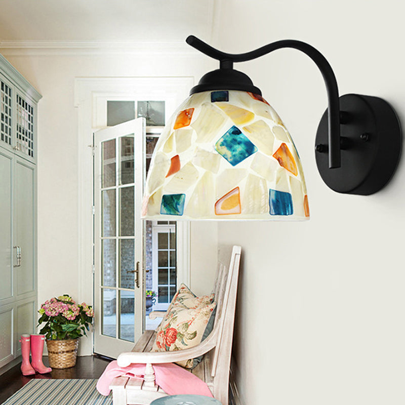 BowLift | White Shell Wall Light Tiffany 1 Head Multicolor Glass Wall Lamp