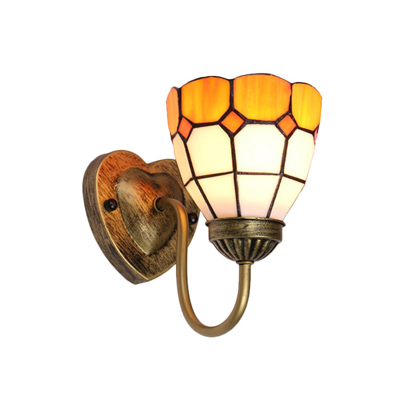 BowLift | Dome Wall Lamp Baroque Yellow Glass 1 Head White/Blue/Antique Brass Sconce Lamp for Hallway