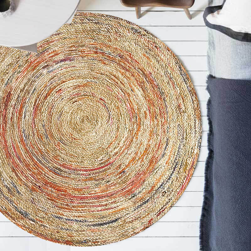 BowLift | Retro Tribal Circles Pattern Carpet Yellow and Red Polyester Carpet Washable Pet Friendly Non-Slip Carpet for the Living Room