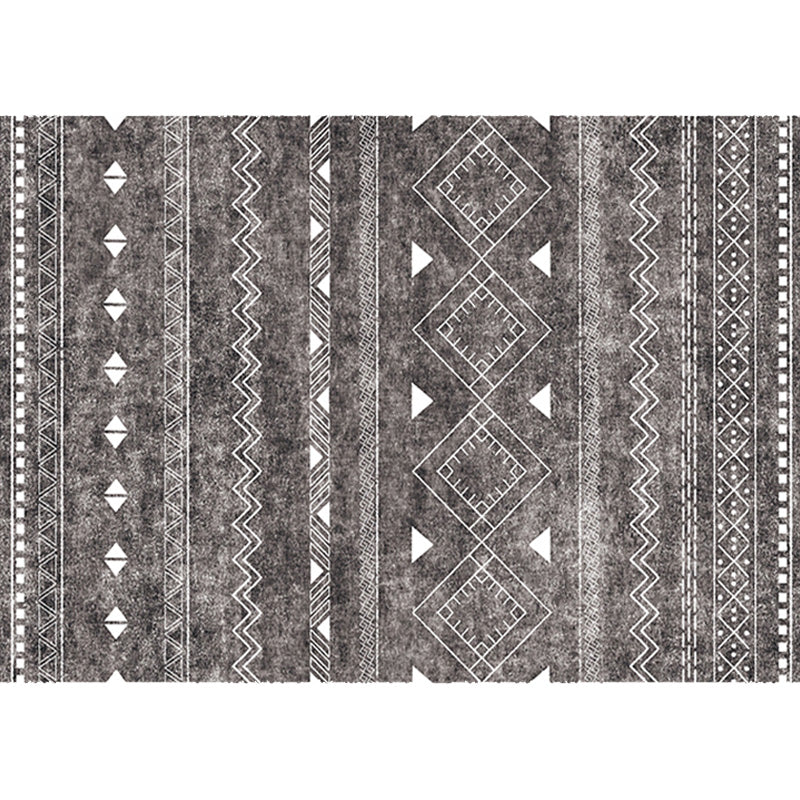 BowLift | White and black bohemian carpet Polyester striped pattern carpet pet-friendly washable non-slip backing carpet for decoration