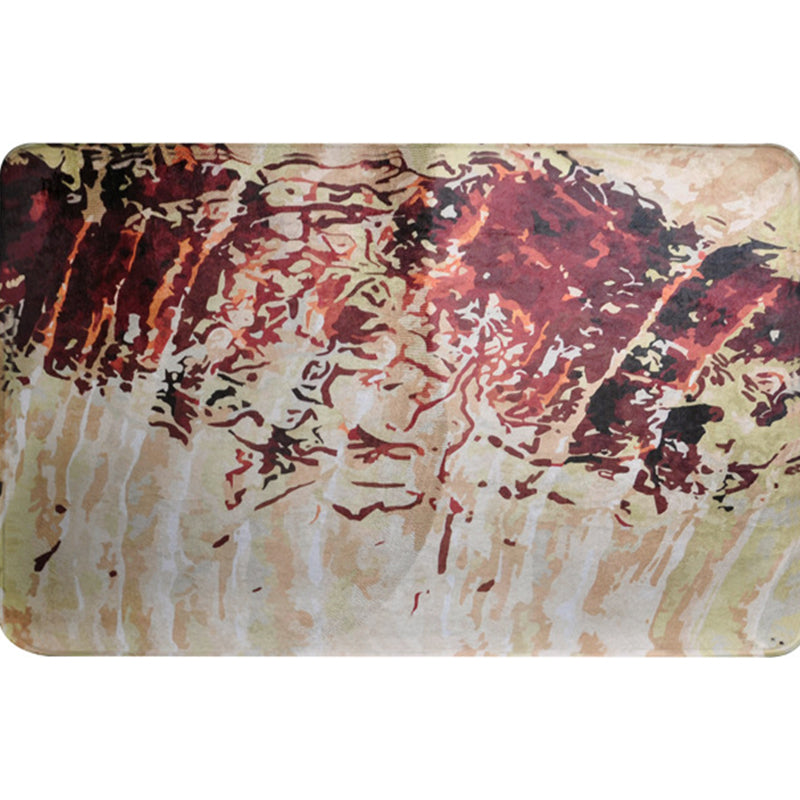 BowLift | Unique abstract rug Red Shabby Chic rug Polyester machine washable non-slip flooring for the living room
