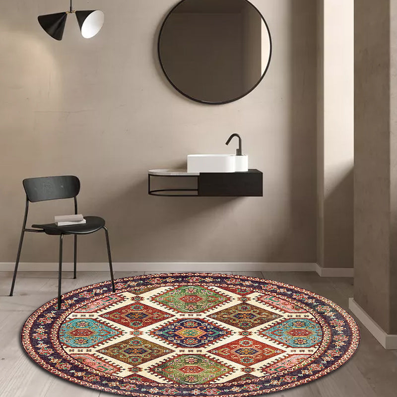 BowLift | Unique Tribal Diamond Pattern Rug Multicolored Moroccan Rug Polyester Pet-Friendly Non-Slip Back Washing Machine Safe Rug for the Living Room