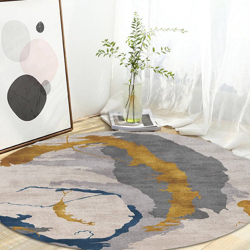 BowLift | Contemporary watercolour patterned rug with twist stripes Multi-colour polyester rug Non-slip backing Washable Pet-friendly rug for bedroom