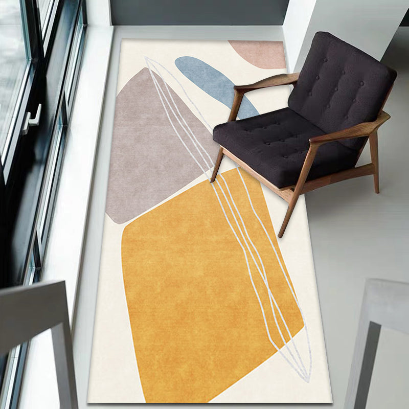 BowLift | Unique yellow modernist rug Polyester abstract rug washable pet-friendly non-slip rug for the living room