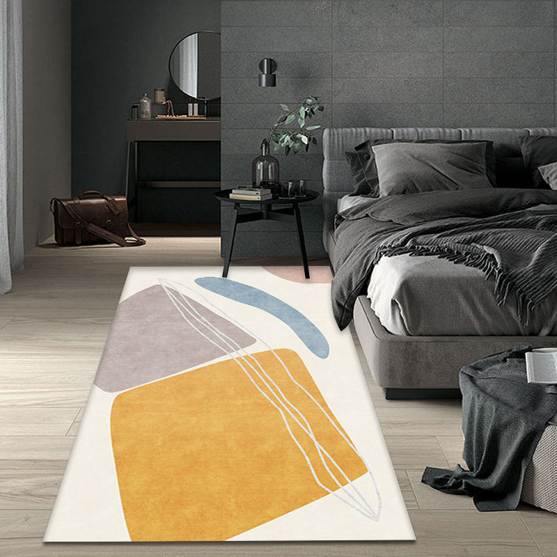 BowLift | Unique yellow modernist rug Polyester abstract rug washable pet-friendly non-slip rug for the living room