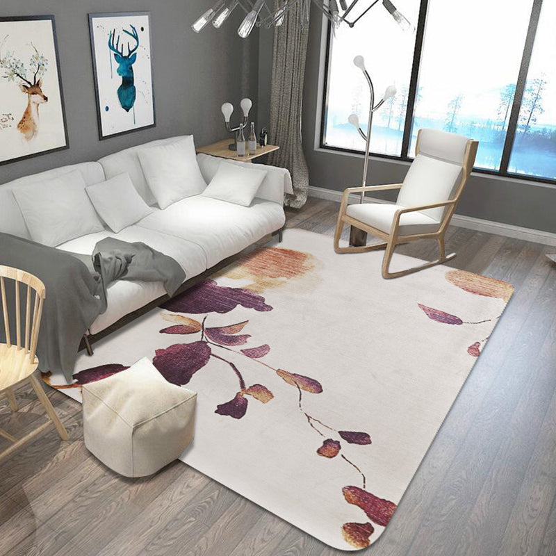 BowLift | Stylish Leaf Pattern Carpet Blue and Gray Oriental Carpet Polyester Machine Washable Non-Slip Carpet for Living Room