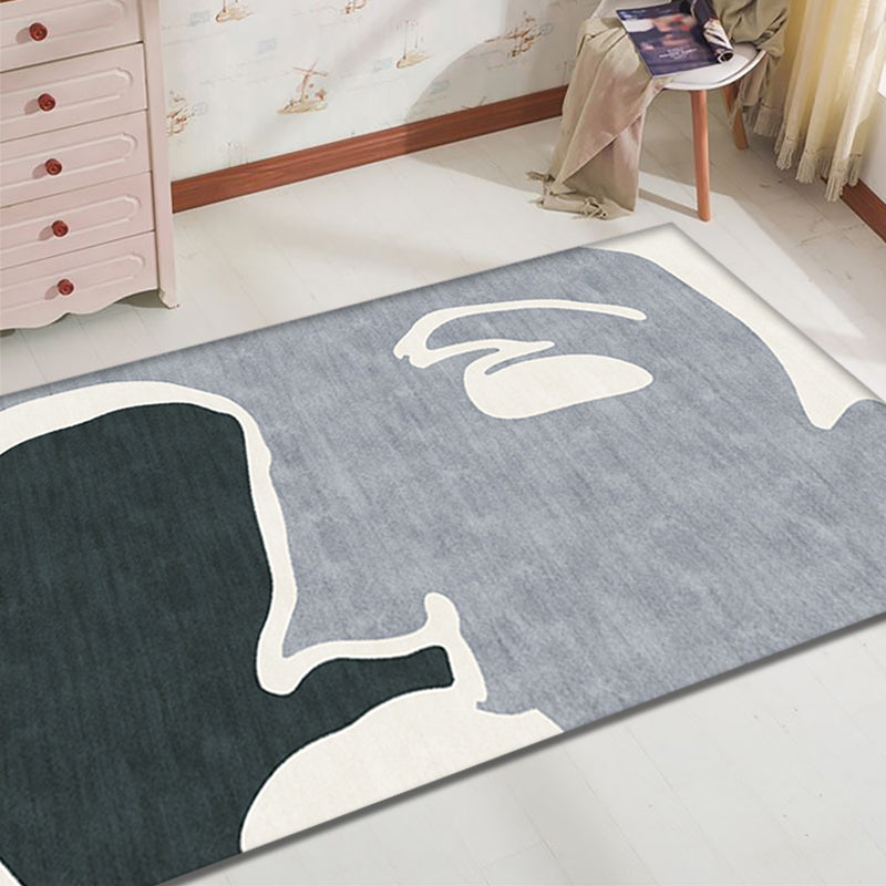 BowLift | Unique Modernism Rug Gray and Black Color Block Rug Pet Friendly Non-Slip Washable Rug for Decoration