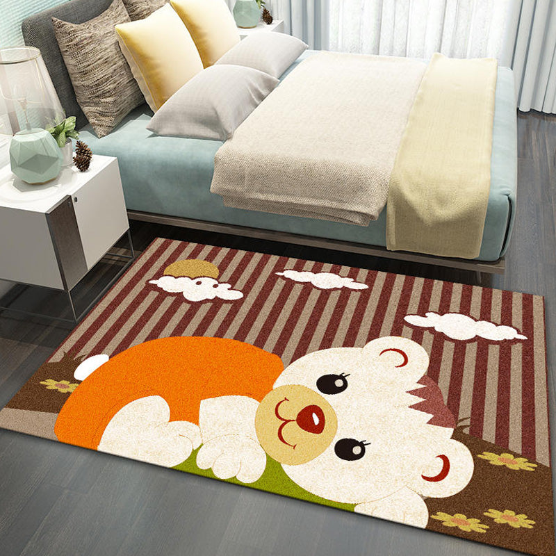 BowLift | Stylish Multicolor Children's Mat Polyester Animal and Stripe Pattern Mat Washable Pet Friendly Nonslip Carpet for Children's Room