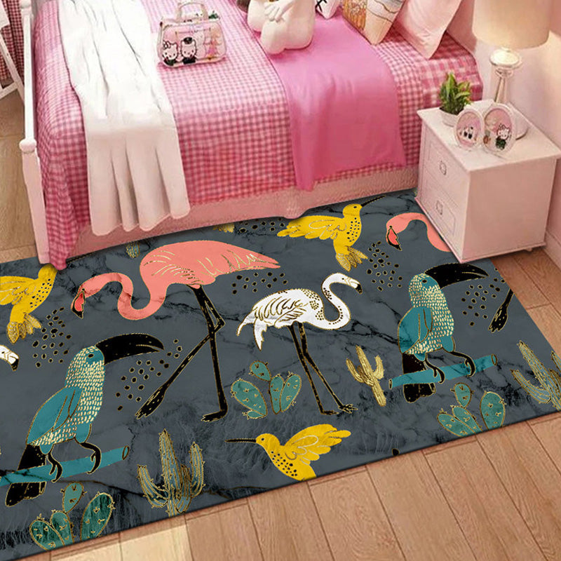 BowLift | Stylish Multicolor Children's Mat Polyester Animal and Stripe Pattern Mat Washable Pet Friendly Nonslip Carpet for Children's Room