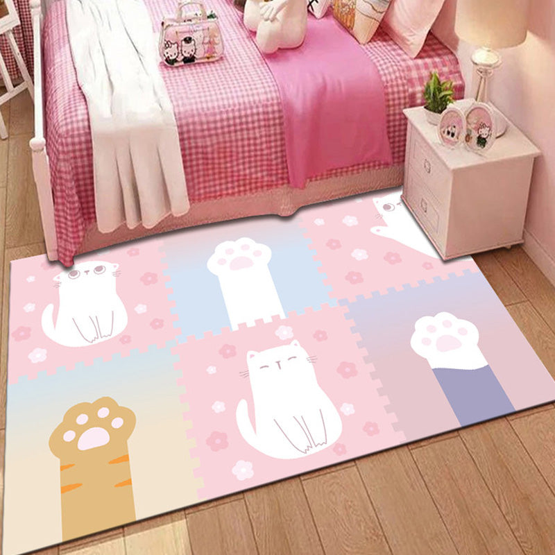 BowLift | Stylish Multicolor Children's Mat Polyester Animal and Stripe Pattern Mat Washable Pet Friendly Nonslip Carpet for Children's Room