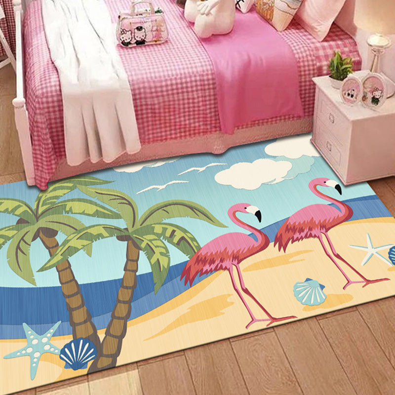 BowLift | Stylish Multicolor Children's Mat Polyester Animal and Stripe Pattern Mat Washable Pet Friendly Nonslip Carpet for Children's Room