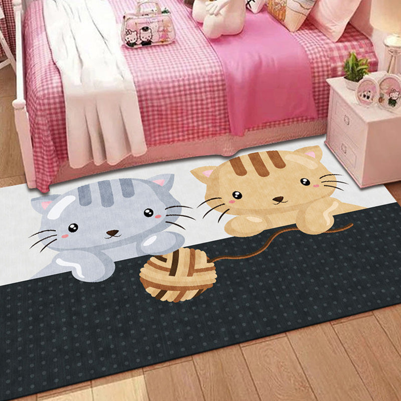 BowLift | Stylish Multicolor Children's Mat Polyester Animal and Stripe Pattern Mat Washable Pet Friendly Nonslip Carpet for Children's Room