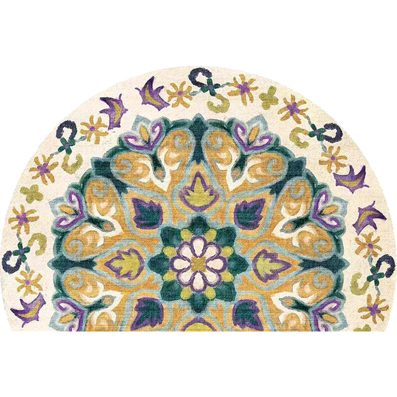 BowLift | Bohemian Floral Pattern Rug Multicolor Polyester Rug Machine Washable Non-Slip Back Rug for Living Room